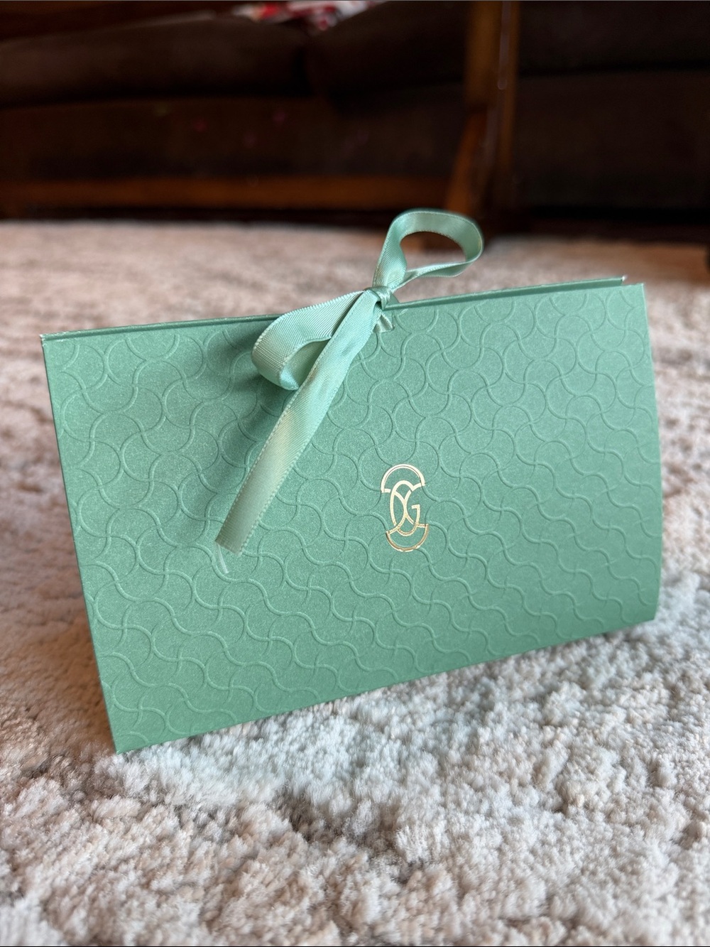 Designer Gift Box with Ribbon - Mint Green - Picture 3 of 5